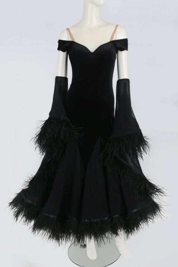 黒ベロア×羽根 準正装スタンダードドレス
